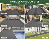 Mapleyard 216 PCS Plastic Interlocking Deck Patio Tiles - 12" x 12" Anti-Slip Waterproof Outdoor Flooring, Balcony Floor Decking for Poolside & Backyard, All Weather Use, Grey, Diagonal