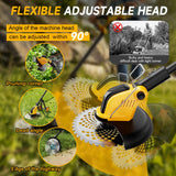 20000 RPM 4-in-1 Weed Wacker Cordless, 6000mAh Electric Weed Eater Battery Powered, Heavy Duty Brush Cutter Edger Lawn Tool/Weed Trimmer/Grass Trimmer W/Wheel Metal Blade, 2 Battery Yard Tool
