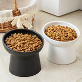 KITCHENLESTAR Elevated Cat Bowls, 15° Tilted Ceramic Raised Cat Food and Water Bowl Set, Whisker-Friendly Porcelain Pet Feeder Dishes for Indoor Cats and Small Dogs,White,6.2 Inch,2 Pack