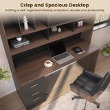 72.8" Computer Desk with Hutch and Drawers, Office Desk with Hutch Built in Charging Station