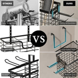 Voldra Hair Dryer Holder Cabinet Door, Adhesive Hair Tool Organizer Wall Mount Adjustable Height Blow Dryer Holder Under Sink/Countertop for Flat Curling Iron, Hair Brush and Straightener (1, Black)