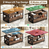 Memobarco 40" Lift Top Coffee Table,4 in 1 Multi-Function Lift Coffee Tables with Storage Drawers and Hidden Compartmen,Farmhouse Coffee Table with Lifting top for Living Room, Walnut