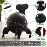 Gaiam 610-6002RTL Balance Ball Chair - Classic Yoga Ball Chair with 52cm Stability Ball, Pump & Exercise Guide for Home or Office, Black Gaiam