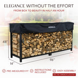 Woodhaven 8-Foot Firewood Rack – American Brand – 1/2 Cord Raised Lumber Storage Rack – Keeps Wood Dry & Ready – Heavy-Duty Steel, Lifetime Structural Warranty (With Cover)