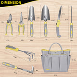 Garden Tool Set, Carsolt 10 Piece Stainless Steel Heavy Duty Gardening Tool Set for Digging Planting Pruning Gardening