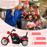 Costzon Kids Motorcycle, 6V Battery Powered Ride on Chopper Motorcycle w/Horn, Headlight, 3-Wheel Stable Ride on Toys, Electric Toddler Motorcycle for Kids, Gift for Boys Girls (Fire Red)
