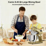 8.45 QT All Metal Stand Mixer,10 Speed Large Capacity Kitchen Mixer with Digital Timer & Tilt-Head, Electric Mixer with Whisk Dough Hook Mixing Beater for Baking (Champagne)