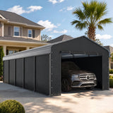PHI VILLA 12x25 Carport, Metal Carports Canopy with Sidewalls Heavy Duty