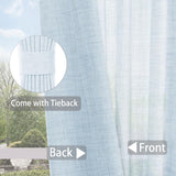Macochico Extra Wide Pinch Pleated Sliding Door Curtains 150”Wx84”L with Tieback Natural Linen Privacy Curtain for Living Room Bedroom Home Office Light Filtering, Light Blue, 1 Panel