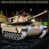 Supdex 1:18 RC Tank That Shoot BBS, 2.4G Metal M1A2 Abrams Remote Control Tank Model Toys, Army Toy with Smoke, Lights, Sound and Recoil,Military RC Vehicle for Adults and Kids 6+ Year Old