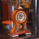 HEINBOW Table Clock 15''H Mantel Clock with Pendulum Roman Numeral Antique Desk Clock for Bedroom Living Room Indoor for Home Decor