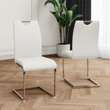 SSLine Faux Mars Stone Round Dining Table Set for 2 w/White Leather Chair