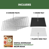 Excalibur Food Dehydrator 8-Tray for Jerky, Fruit, Vegetables, Herbs, Pet Treats, 7.2 Cu Ft Drying Space with Adjustable Temperature Control and 80 hour digital timer, 8-Tray, Stainless Steel