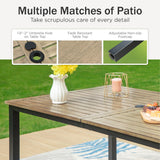 PHI VILLA 7 Pcs Patio Dining Set, Brown Swivel Chairs & Wood-Look Table