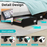 4 Pack Under Bed Storage with Wheels, Under Bed Shoe Storage Organizer with PVC Clear Window, Lids and Label (Black) oylik