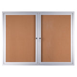 WorkPro® Enclosed Double-Door Cork Bulletin Board, 36" x 48", Aluminum Frame with Silver Finish