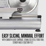 Weston Electric Meat Cutting Machine, Deli & Food Slicer, Adjustable Slice Thickness, Non-Slip Suction Feet, Removable 9” Stainless Steel Blade, Easy to Clean