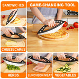 Suanyok Premium Pizza Cutter Rocker Blade with Cover, 12" Stainless Steel Large Wheel Slicer-Food Vegetable Chopper Kitchen Gadgets, Black