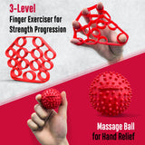 FitBeast Grip Strength Trainer, Hand Gripper Strengthener Kit - 6 Pack with Adjustable Resistance Forearm Strengthener, Forearm Exerciser and Massage Balls for Hand Therapy, Grip Training (Red)