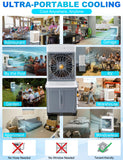 Swamp Cooler,Evaporative Air Cooler 2026 Upgraded Windowless Portable Air Conditioners with 10GAL Detachable Tank,120° Oscillation,Ultra Quiet,Timer,Remote,30H Cooling Fan for Bedroom Apartment Garage