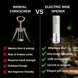 Electric Wine Opener Set, Rechargeable Wine Bottle Opener with Foil Cutter, Aerator, Vacuum Stopper, USB Cable, Luxury Wine Gift Set for Women & Men, Housewarming, Wedding, Mother's Day