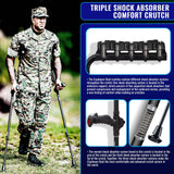Ergobaum Dual Underarm Crutches for Adults (1 Pair-2 Units) NSN Military Certified, Triple Shock Absorption, Foldable, Adjustable 5'–6'6", Supports Up To 380 lbs | Ergonomic Padded Arm Support (Black)