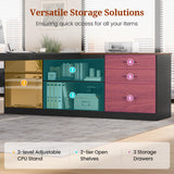 Executive Desk, Large Office Desk with Drawers & Storage Shelves, Modern L Shaped Computer Desk Corner Desk