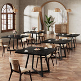 Tribesigns Square Dining Table Set of 6, 31.5" Industrial Dinner Table with Metal Base, Kitchen Table for Dining Room, Small Space, Apartment, Black (Chairs are not Included)