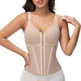 SHAPSHE Waist Trainer Corset for Women Tummy Control Sport Workout Body Shaper Vest for Postpartum Gym Zipper and Hooks Tan S