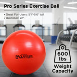 THERABAND Pro Series Exercise Ball, 22" Red Stability Ball for 5'1"–5'6" Users, Anti-Burst Yoga & Pilates Ball, Balance & Core Trainer, For Athletes Fitness at Gym & Home