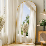NBGV 76"x34" Floor Mirror Full Length, Arched Full Length Mirror with Stand, Large Full Body Mirrors for Bedroom Living Room or Cloakroom Gold