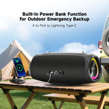 TAZATA Portable Loud Bluetooth Speaker, 90W (Peak) Large Subwoofer Speakers Wireless Bluetooth 5.3 with Powerbank USB Charge Out,Rugged Outdoor for Party,Beach,Golf,Pool,Shower,Valentines Day Gifts