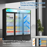 Commercial Merchandiser Refrigerator,3 Glass Door Commercial Beverage Refrigerator, Beverage Display Cooler with Soft LED Light, 53 Cu. Ft,Black
