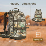 TR Hunting Backpack Internal Frame, Waterproof Hunting Pack with Rain Cover, 2200cu Realtree Edge Camo Hunting Daypack for Rifle Bow Gun TR