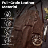 SYOKAMI Synthetic Leather Chef Cooking Apron for Men, Cross Back Apron for All-Day Comfort, Waterproof Apron with Multiple Pockets, Great for Kitchen, Garden, BBQ, Butcher Work or Crafts, Ideal Gift