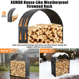 XGMDD Heavy Duty Firewood Rack with Top Cover, Outdoor Indoor Use, 700 LBS Capacity, Waterproof Galvanized Steel Fire Log Holder for Fireplace,Patio, Stylish Metal Fire Wood Storage Organizer Racks