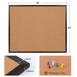 Board2by Extra Large Cork Bulletin Board 48" X 48", Black Wood Framed 4'x4' Corkboard for Wall, Wall Mounted Notice Pin Board with 18 Push Pins for School, Home & Office