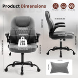 Office Chair PU,Leather Office Chair with Wheels,360° Swivel Rolling Chair with Padded Arms