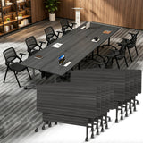 Folding Conference Table with Wheels, Modular for Office Meeting, School Classroom, Training Seminar, Library (10, Dark Grey-A, 70.8IN)