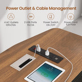 Executive Desk with File Cabinet, Large Office Desk with Drawers and Shelves, L Shaped Computer Desk with Power Outlets