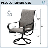 MFSTUDIO Swivel Patio Dining Chairs Set of 6, Brown Textilene Fabric