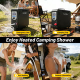 COOLIGO Portable Water Heater for Camping, 4500mah Battery for Propane Camp Shower, 40,900 BTU Tankless Outdoor Shower for Hiking, Travel, Pets & Car Washing