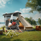 Nice C Chair with Canopy, Umbrella Chairs, Chair with Shades, Sports Chairs, w/Removable Footrest, Cooler Bag, Cup Holder for Camping, Fishing, Sports, Beach (2-P Green)