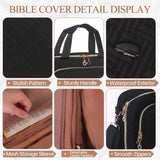 KOUDGY Bible Cover Case for Women Elegant Carrying Bag with Handles & Shoulder Strap Large Bible Storage Bag–Includes Bible Study Supplies Highlighters(Black, XL)