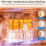 BLITZHOME WiFi Countertop Portable Mini Dishwasher, Smart 9 Programs,167℉ High-Temp, Hot Air Drying, Air Refresh, 360° 3 Spray, 24H Timing, LED Light, 5.2L Built-in Water Tank for Apartments RVs