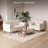 Beige Loveseat Sofa, 64" Modern 2-Seater Chenille Couch for Living Room
