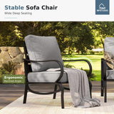 MFSTUDIO 4 Piece Metal Patio Furniture Set with Gray Cushion