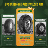 Wiltire (2 Pack) 4.10/3.50-4 Flat Free Tire and Wheel 10-Inch Solid Wheel Replacement with 5/8 Bearings,2.2" Offset Hub -Compatible with Hand Truck,Wheelbarrow(Gray)