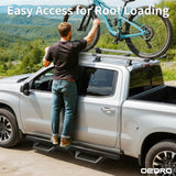 OEDRO Running Boards Compatible with 2009-2018 Dodge RAM 1500 Crew Cab/ 2019-2024 1500 Classic, 2010-2026 2500/3500 Crew Cab, Drop Down Side Steps W/Raised Steps, Carbon Steel Two-Stairs Nerf Bars