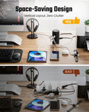 20Ft Tower Power Strip, Long Extension Cord, Flat Plug, 1700J, 12 AC 5 USB